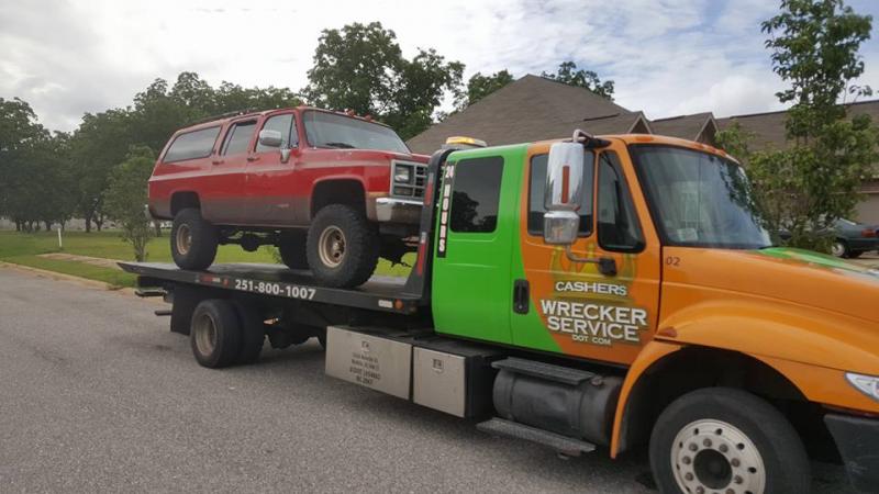 Towing a red truck